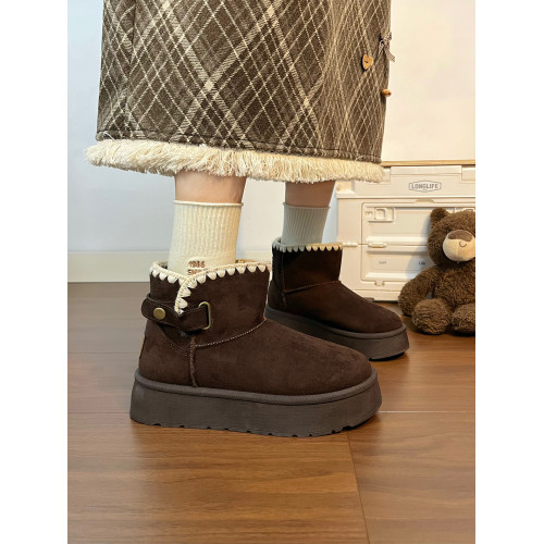 人本雪地靴女款秋冬季2025新款百搭爆款加絨加厚保暖復古防滑棉鞋