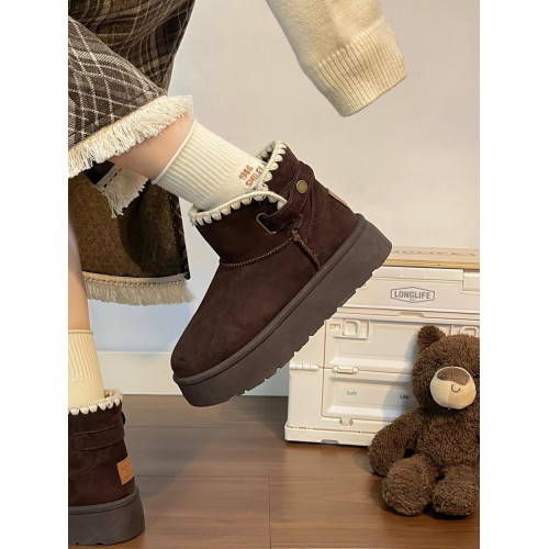 人本雪地靴女款秋冬季2025新款百搭爆款加絨加厚保暖復古防滑棉鞋