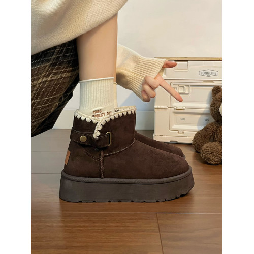 人本雪地靴女款秋冬季2025新款百搭爆款加絨加厚保暖復古防滑棉鞋