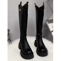 真皮厚底增高長筒靴女高筒粗跟2025秋冬季騎士靴顯高小個子長靴子