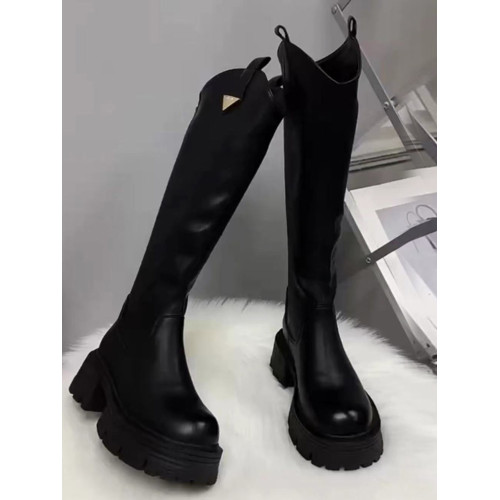 真皮厚底增高長筒靴女高筒粗跟2025秋冬季騎士靴顯高小個子長靴子