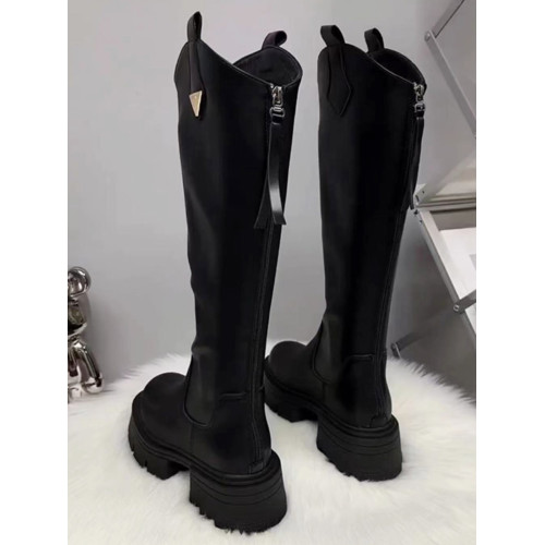 真皮厚底增高長筒靴女高筒粗跟2025秋冬季騎士靴顯高小個子長靴子