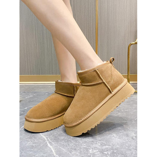 厚底雪地靴女皮毛一體2025新款周冬雨同款增高迷你短筒加厚棉鞋冬