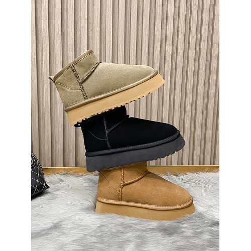 厚底雪地靴女皮毛一體2025新款周冬雨同款增高迷你短筒加厚棉鞋冬