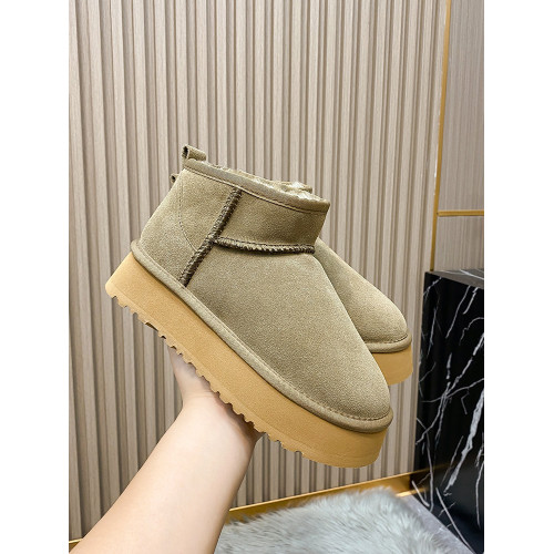 厚底雪地靴女皮毛一體2025新款周冬雨同款增高迷你短筒加厚棉鞋冬