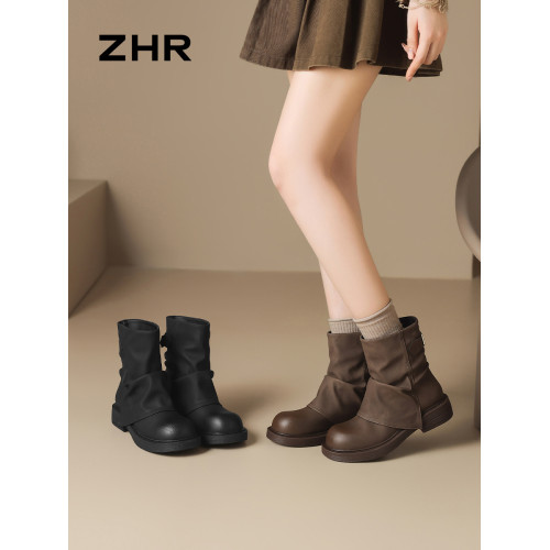 ZHR堆堆靴短靴女2025新款冬季厚底美拉德靴子爆馬丁靴加絨雪地靴 ZHR堆堆靴短靴女2025新款冬季厚底美拉德靴子爆馬丁靴加絨雪地靴