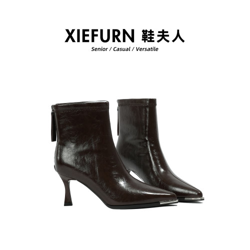 鞋夫人高跟短靴女2026新款配裙子尖頭氣質小個子瘦瘦靴 鞋夫人高跟短靴女2026新款配裙子尖頭氣質小個子瘦瘦靴