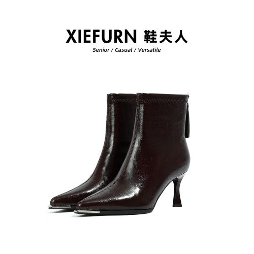 鞋夫人高跟短靴女2026新款配裙子尖頭氣質小個子瘦瘦靴 鞋夫人高跟短靴女2026新款配裙子尖頭氣質小個子瘦瘦靴