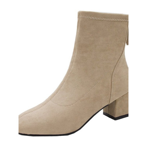 2025新款女鞋秋季瘦瘦女靴小短靴女加絨高跟鞋冬季粗跟馬丁靴女潮