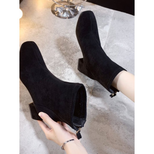 2025新款女鞋秋季瘦瘦女靴小短靴女加絨高跟鞋冬季粗跟馬丁靴女潮