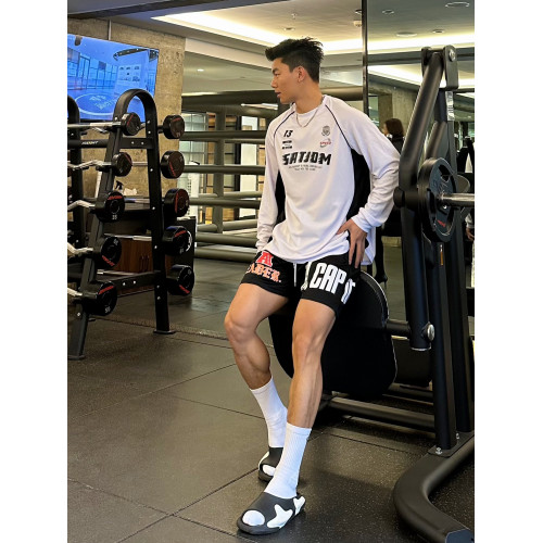 Satjdm美式穿搭拼接撞色插肩袖長袖訓練服T恤健身跑步體育生2024