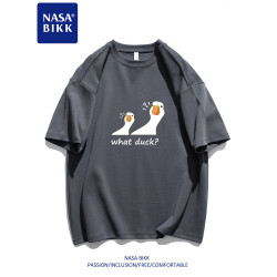 【吃瓜鴨】夏季純棉體t恤男女情侶圓領寬鬆休閒百搭潮流五分半袖