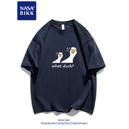 【吃瓜鴨】夏季純棉體t恤男女情侶圓領寬鬆休閒百搭潮流五分半袖