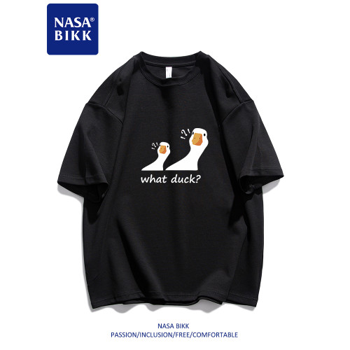 【吃瓜鴨】夏季純棉體t恤男女情侶圓領寬鬆休閒百搭潮流五分半袖