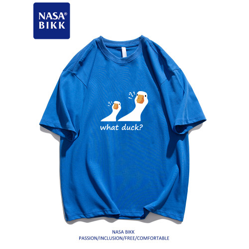 【吃瓜鴨】夏季純棉體t恤男女情侶圓領寬鬆休閒百搭潮流五分半袖