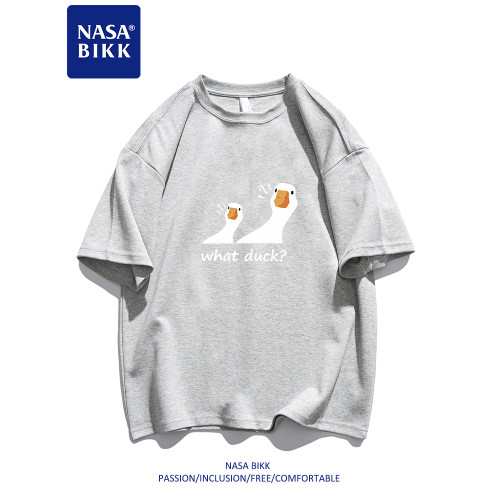 【吃瓜鴨】夏季純棉體t恤男女情侶圓領寬鬆休閒百搭潮流五分半袖