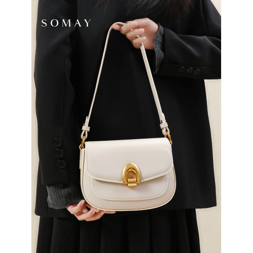 馬鞍包包女士2026新款秋冬百搭單肩斜後後背包女款小衆設計通勤包女包