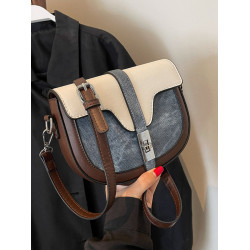 法國復古撞色百搭小包包女新款時尚休閒馬鞍包2025小衆簡約斜後後背包