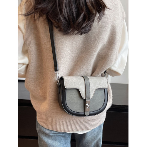 法國復古撞色百搭小包包女新款時尚休閒馬鞍包2025小衆簡約斜後後背包