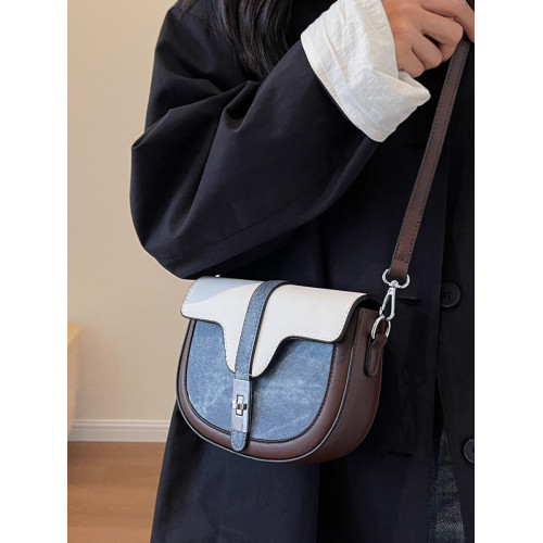 法國復古撞色百搭小包包女新款時尚休閒馬鞍包2025小衆簡約斜後後背包