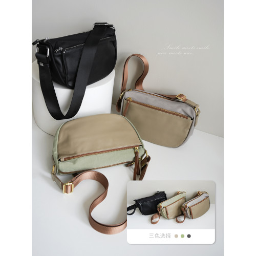 大容量多隔層 好用實用 記憶防水布配頭層小牛皮 單肩斜後後背包k