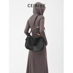 CEIRIHE 植鞣羊皮信使馬鞍包女2025新款松弛感大容量單肩斜後後背包包
