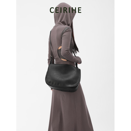 CEIRIHE 植鞣羊皮信使馬鞍包女2025新款松弛感大容量單肩斜後後背包包