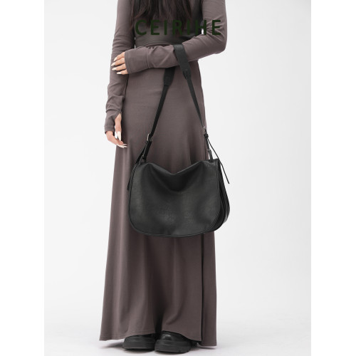 CEIRIHE 植鞣羊皮信使馬鞍包女2025新款松弛感大容量單肩斜後後背包包