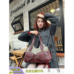 Cultivator原創小衆設計復古撞色牛仔拼接單肩腋下手提斜後後背包包女