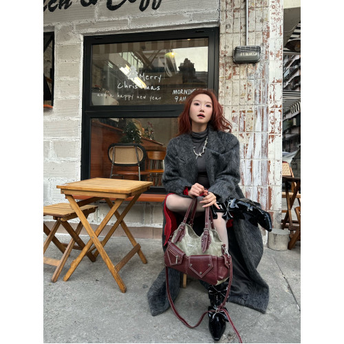 Cultivator原創小衆設計復古撞色牛仔拼接單肩腋下手提斜後後背包包女