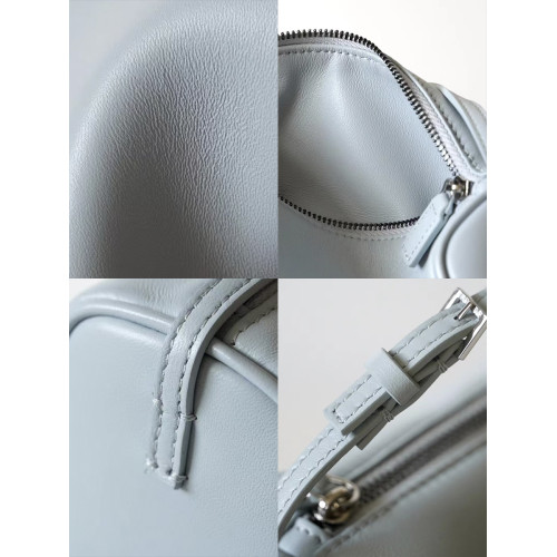 頭層牛皮圓筒包法式復古真皮腋下包手提保齡球枕頭包單肩斜後後背包女