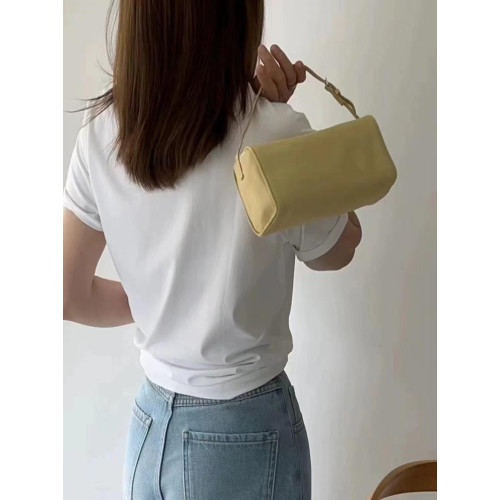 頭層牛皮圓筒包法式復古真皮腋下包手提保齡球枕頭包單肩斜後後背包女