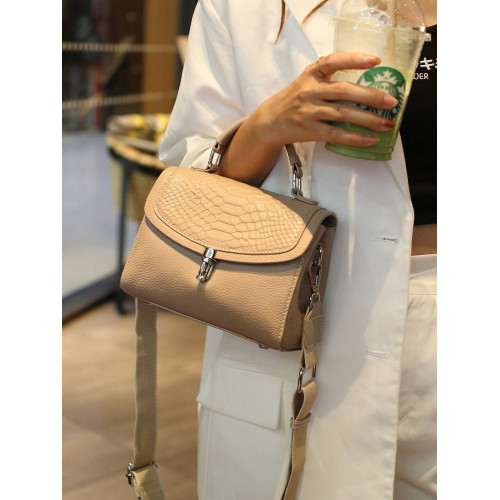 真皮休閒女包小方包2026春季新款頭層牛皮斜背手提小包包兩根肩帶