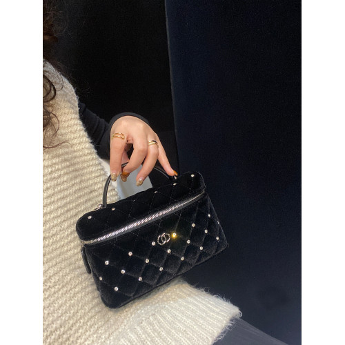 絲絨包包小香風盒子包2026新款小方包25K滿天星手提包lp化妝包女