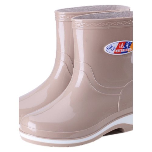 秋冬加棉中筒女雨鞋田園媽媽鞋廚房防水膠鞋防滑勞保鞋時尚女雨鞋