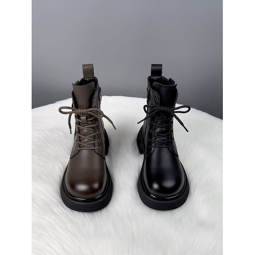 真皮厚底馬丁靴女2025新款秋冬季英倫風網紅爆款超火顯瘦加絨短靴