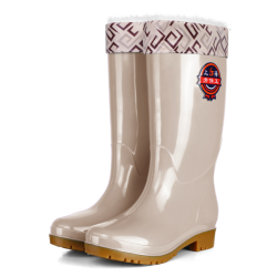 冬季加絨高筒保暖女雨鞋長筒水靴廚房牛筋底防滑膠鞋大碼勞保膠鞋
