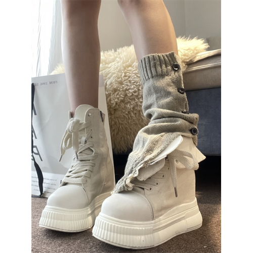 14cm隱形內增高帆布鞋女超高跟2025春季新款透氣超輕厚底小個子潮