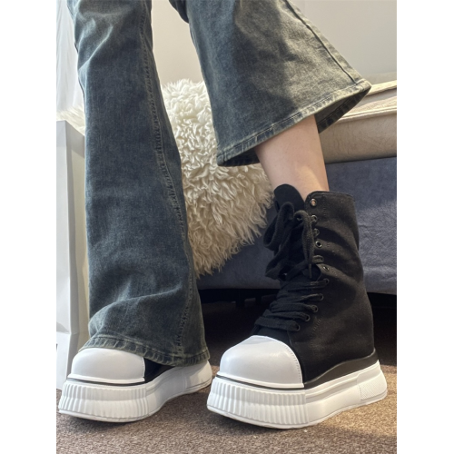 14cm隱形內增高帆布鞋女超高跟2025春季新款透氣超輕厚底小個子潮