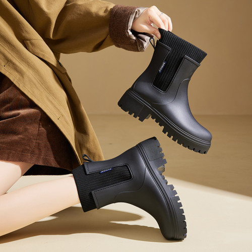 馬丁雨鞋女款2025新款涉水靴時尚中筒防水鞋防滑舒適雨靴加絨膠鞋