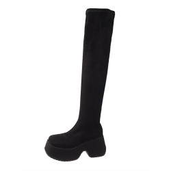 2025歐洲站秋冬新款松糕厚底增高顯瘦彈力過膝靴馬丁靴長靴子女潮