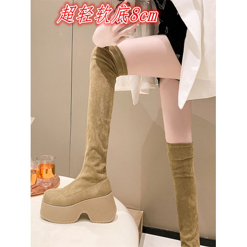 2025歐洲站秋冬新款松糕厚底增高顯瘦彈力過膝靴馬丁靴長靴子女潮