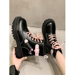 甜酷厚底馬丁靴女2025春秋新款英倫風靴子系帶圓頭百搭網紅小短靴