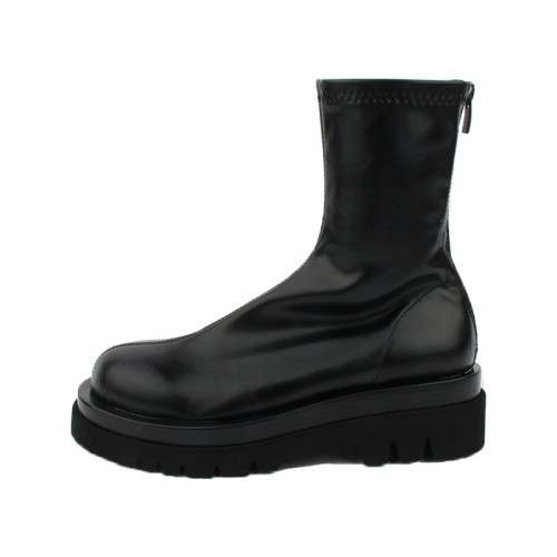 厚底馬丁靴子女2025早秋新款松糕增高顯瘦短靴中筒黑色甜酷彈力靴