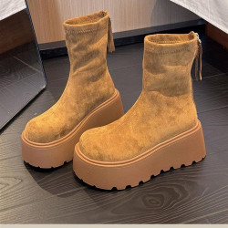 趙露思同款馬丁靴女款2025秋季厚底增高時尚百搭小個子松糕底短靴