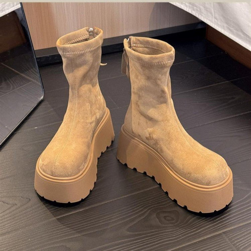 趙露思同款馬丁靴女款2025秋季厚底增高時尚百搭小個子松糕底短靴 趙露思同款馬丁靴女款2025秋季厚底增高時尚百搭小個子松糕底短靴