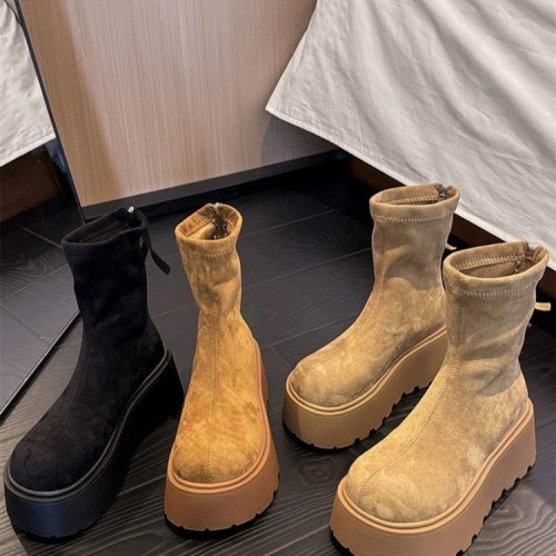 趙露思同款馬丁靴女款2025秋季厚底增高時尚百搭小個子松糕底短靴 趙露思同款馬丁靴女款2025秋季厚底增高時尚百搭小個子松糕底短靴