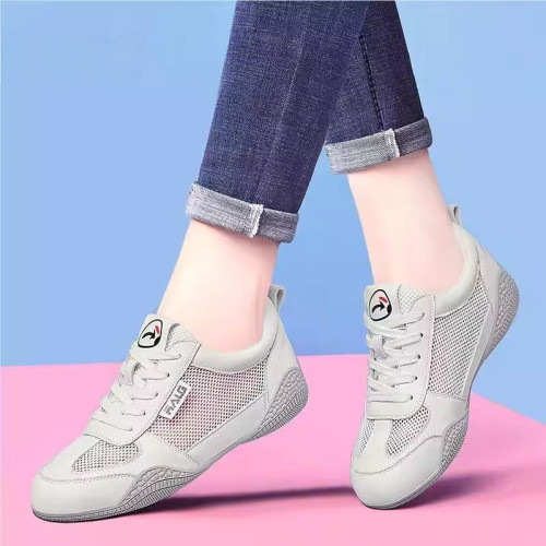 真皮軟底網面透氣輕便小白鞋網鞋女2026春夏季薄款運動跑步休閒鞋