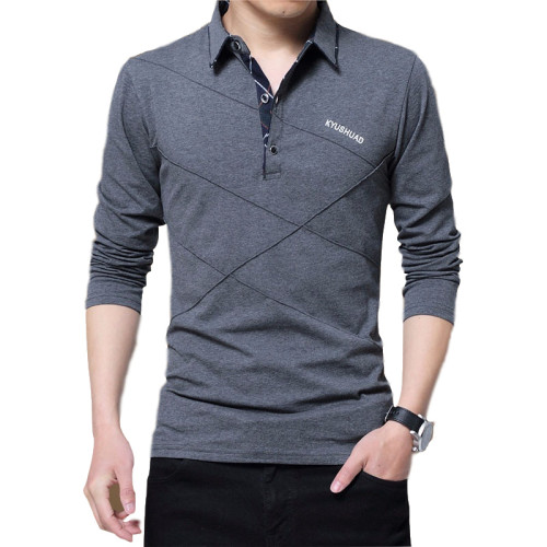 2025款秋冬男士繙領長袖T恤貼身純棉加絨內穿搭深灰色打底小衫5XL