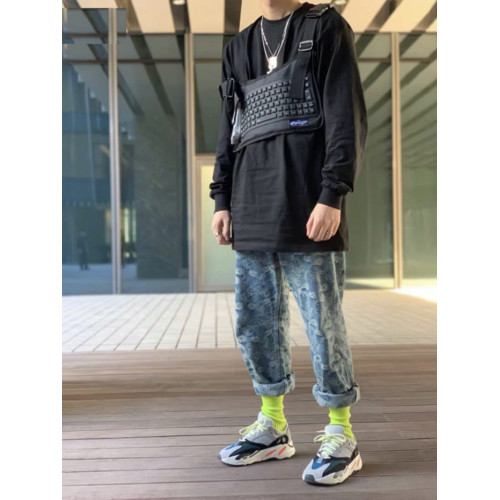 重磅260g內搭白t男生純棉長袖寬鬆大碼美式西海岸收口袖上衣體恤